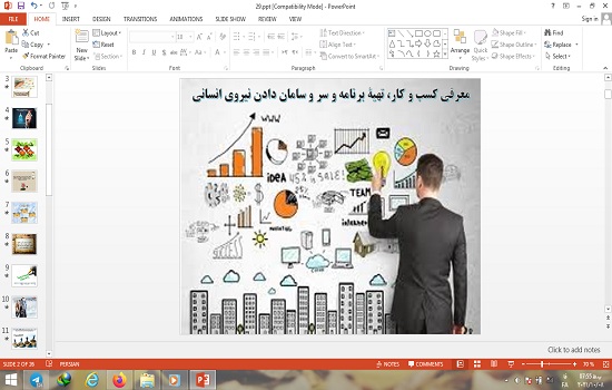 پاورپوینت کارگاه کارآفرینی و تولید پایه دهم معرفی کسب و کار، تهیه برنامه سر و سامان دادن نیروی انسان